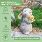 Solar Rabbit Garden Statues Outdoor Bunny Decor Resin Rabbit Figurine Holding Sunflower with LED Lights for Proch Patio Lawn Yard Mother's Day Christmas Birthday Gardening Gifts for Mom Women - Image 4