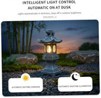 Pagoda Garden Statue, Resin Solar Japanese Pagoda Lantern, Decorative Zen Garden Landscape for Yard Patio Lawn, Style4 - Image 3
