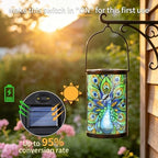 MUMTOP Peacock Glass Solar Lantern Waterproof Outdoor Hanging Garden Light - Image 5