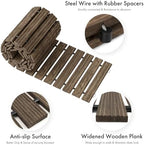 Amazer Wooden Garden Pathway, 12 FT Roll Out Straight Walkway, Widened Plank Non-Slip Outdoor Walkway Path with 8 Stakes, Garden Lawn Pavers for Outside Walkway Backyard Wedding Party Boardwalk, Brown - Image 6
