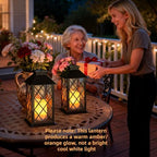 [2 Pack] TAKE ME Black 14" Solar Lanterns Outdoor Waterproof Garden Lanterns LED Candle Lights for Garden Outdoor Decor Mothers Day Gifts - Image 6