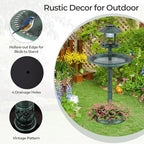 GIANTEX 42 inch Bird Bath Solar Lighted, Pedestal Bird Bath with Bird Feeder, Flower Planter Base, Solar Powered Lamp, 3 Ground Stakes, Standing Birdbath for Outside Garden Yard Outdoor (Green) - Image 5