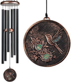 Large 48" Hummingbird Wind Chimes, Vintage Deep Tone Outdoor Decor by Gabzart