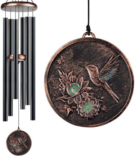Large 48" Hummingbird Wind Chimes, Vintage Deep Tone Outdoor Decor by Gabzart