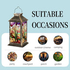 Solar Lantern Bold Serene Stained Glass Western Desert Landscape Art Outdoor Waterproof Garden Hanging Lantern Solar Powered Lighting Outside Table Lamp for Patio Deck Camping 1 Pack - Image 5