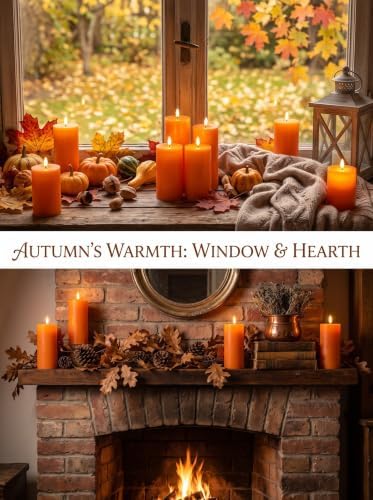 VIHOSE 6 Pack Fall Orange Flameless Candles D 3" H 6" 7" 8" - Image 4