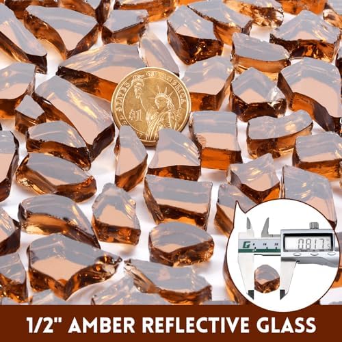 GasSaf 1/2 Inch Amber Fire Glass Reflective Tempered Fireglass, 20 Pound - Image 2