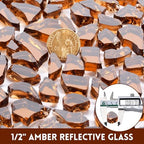 GasSaf 1/2 Inch Amber Fire Glass Reflective Tempered Fireglass, 20 Pound - Image 2