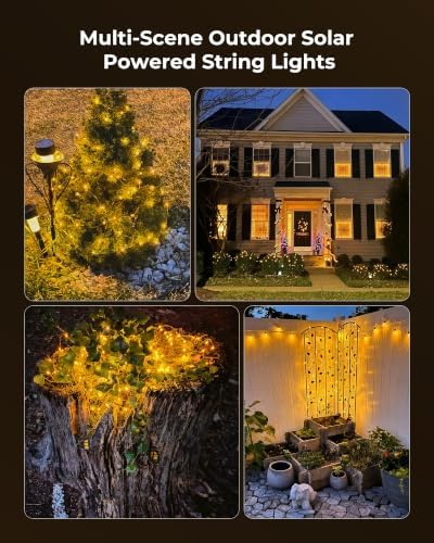 Solar String Lights, 6 Packs Total 198Ft 600 LED Fairy Lights Warm White - Image 5