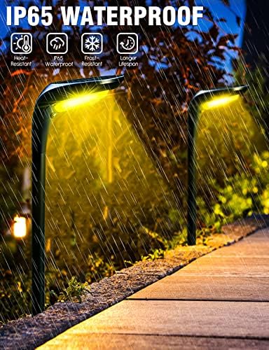 Solar Pathway Lights,【2 Pack】 Solar Garden Lights Outdoor Waterproof Solar Powered Path Light Auto On/Off for Landscape Path Yard Patio Walkway Driveway Pool Holiday (Cool White & Warm White) - Image 4