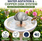 Bird Bath Water Agitator with Round 99.99% Pure Copper Disk, Battery Powered Bird Bath Circulator, Quiet Waterproof Mover Keeps Water Fresh for All Season Use (Gray Rock) - Image 2