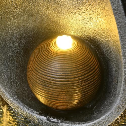 53'' Outdoor Garden Water Fountain with Lights, Water Feature for Patio - Image 4