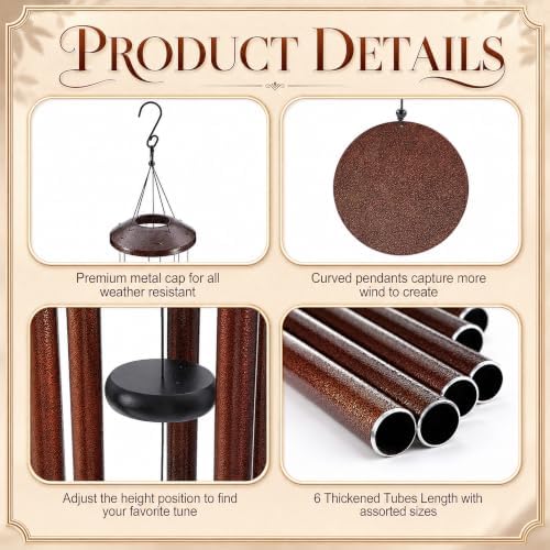 Marsui 67" Extra Large Wind Chime for Outside Deep Tone with 6 Tubes - Image 4