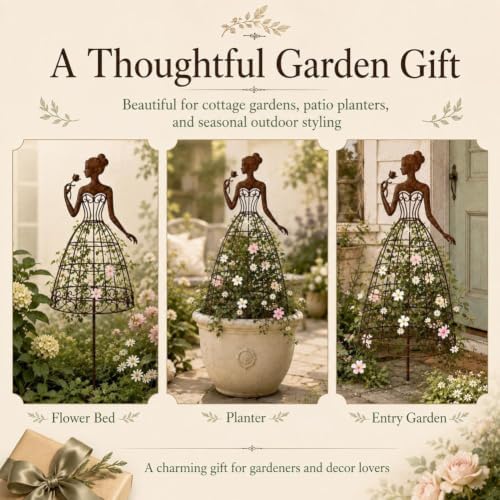 Vintage Lady Garden Trellis Stake, Rustic Garden Art Decor for Yard - Image 7