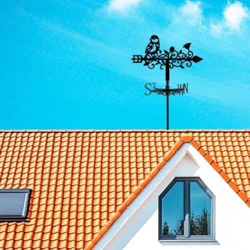 Bird and Vine Weathervane Metal Wind Vane Animal Garden Decoration Direction Sign Indicator Stake Mount Ornament for Farmhouse Yard Roof Outdoor - Image 6