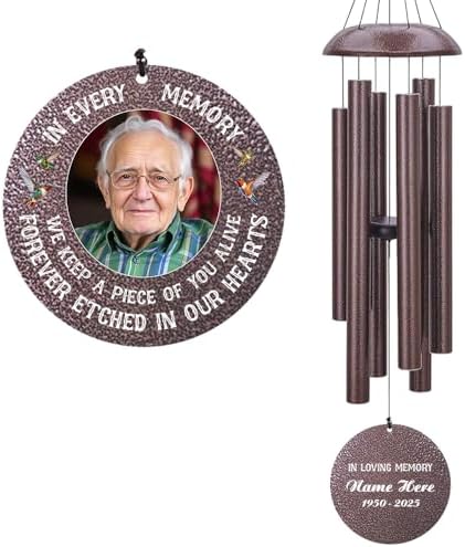 Sympathy Wind Chimes with Photo Condolences Gifts for Funeral by ExtrabilyOfficial