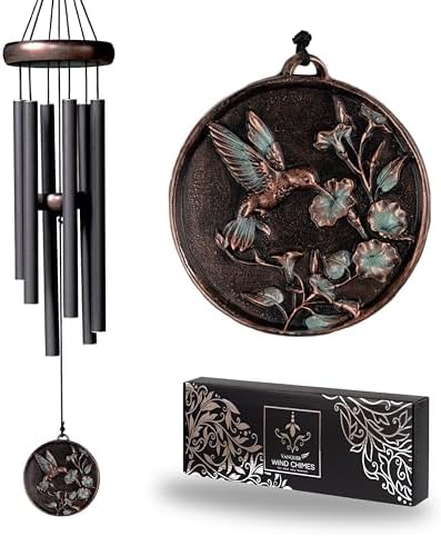 Vanquer Gift Wind Chimes for Outside - 30'' Wind Chimes Outdoor Clearance, Windchimes Outdoors, Memorial Wind Chimes, Sympathy Gift, Patio, Home Décor, Vintage Black (30" Hummingbird) by Vanquer