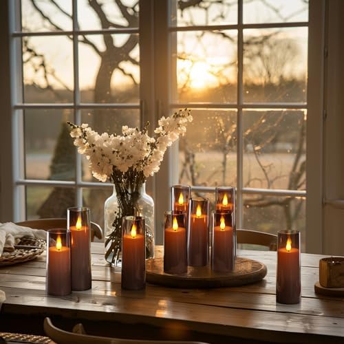 Amagic Grey Flameless Candles 9 Set, Battery Operated Halloween Candles - Image 2