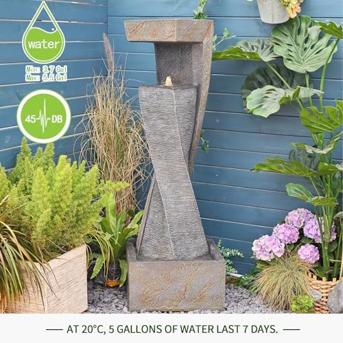 Bumilgar Garden Modern Outdoor Fountain, 47.2" Floor Standing Outdoor Water Fountains with Lights for Garden, Backyard, Patio, Porch, Deck and Home Art Decor - Image 6