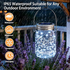 VOOKRY 12 Pack Solar Mason Jar Lights, 30 LED Mason Jar Lids Waterproof Firefly Fairy String Lights with 12 Hangers(No Jars), for Outdoor Patio Garden Yard Lawn Party Wedding Decoration - Cool White - Image 3