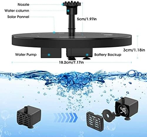 AISITIN 3.5W Solar Fountain Pump 2025, Solar Bird Bath Fountain with 6 Nozzles, 7.9'' Solar Floating Water Fountain Pump for Bird Bath, Fish Tank, Pond, Pool, Garden and Outdoor - Image 2