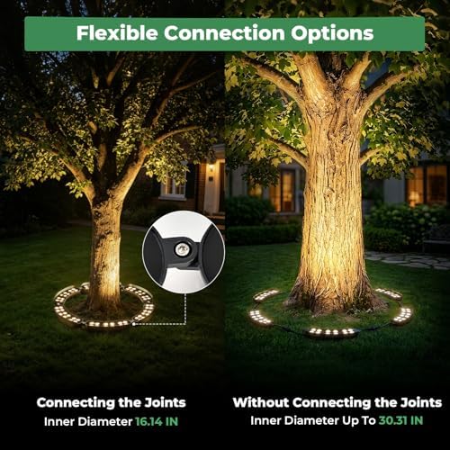 Gardencoin Outdoor Ring Tree Lights, 12V 72W Aluminum LED Landscape Uplighting for Trees, 2700K Warm White, Low Voltage IP65 Waterproof, 16.14" Inner Diameter, 10080 Lumens, Set of 6 - Image 3