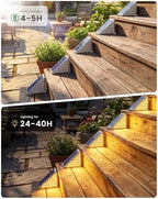 NIORSUN Outdoor Step Lights, Upgraded 28 LEDs 2 Brightness Modes, IP67 Waterproof Solar Stair Lights for Outside Steps, 1200mAh Battery Long Runtime Warm White for Patio Deck Yard Porch, 12 Pack - Image 4