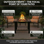 Fire Pit - 30-Inch Outdoor Firepit Table with Screen, Cover, and Poker - Outdoor Fire Pits for Backyard, Deck, Patio, or Porch by Pure Garden (Black) - Image 2