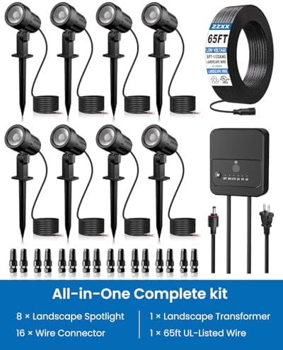 ZZXX All-in-One Low Voltage Landscape Lighting Kit Dusk to Dawn, 8-Pack - Image 2