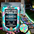 2026 Glow-in-The-Dark Garden Stones | Luminous Pebbles for Walkways, Yard, & Aquarium | Rainbow Outdoor Stepping Rocks | Night-Glow Decor (Multicolor*600) by Unknown
