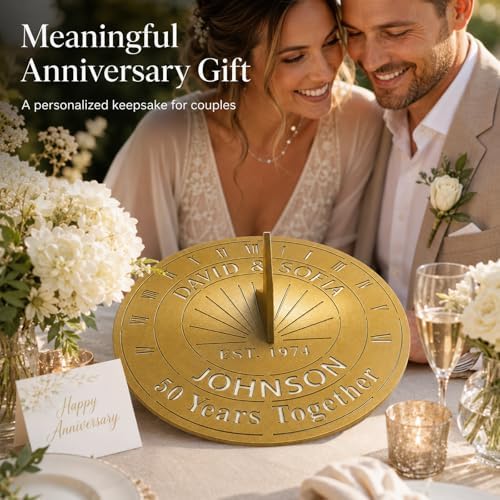 Personalized 50th Anniversary Sundial Gifts for Couples, Custom Sundial Wedding Gifts,Custom Calibrated Metal Sundial Sign for 30th, 40th, 60th, 70th Anniversary - Image 3