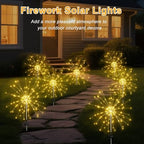 Solar Garden Firework Lights Outdoor Waterproof, 6 Pack Solar Lighting with 8 Lighting Modes, 120 LED Sparklers String Lights for Outside Decor Yard Pathway Decorations(Warm) - Image 6