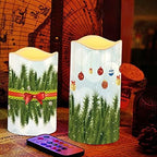 Jeiento Flickering Flameless Pillar Candles with Timer, Battery Operated White Real Wax Warm Light Pillar Candles, Christmas Tree Decal - Image 5