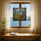 Gnome with Lantern Stained Glass Suncatcher – Square Hanging Window Panel for Home, Garden, Nursery, Halloween, Christmas, Memorial Day – Whimsical Glass Art Gift for Gnome Lovers k7q0lr - Image 6