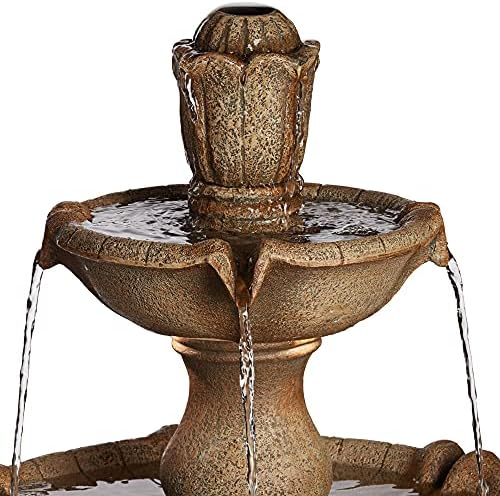 Arosco 43" High Sand 3-Tier LED Lighted Outdoor Fountain - Image 3