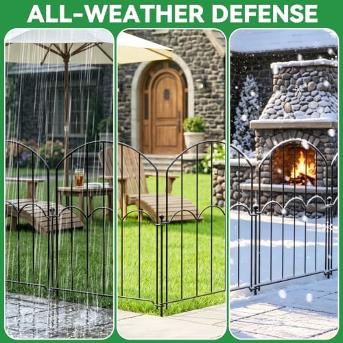 GOTGELIF 25 Panels Decorative Arched Garden Fence, 17''x27 FT No-Dig Dog Barrier with 26 Stakes, Arched Rustproof Metal Animal Fencing for Rabbit Flower Beds for Yard Patio Outdoor Decor - Image 5