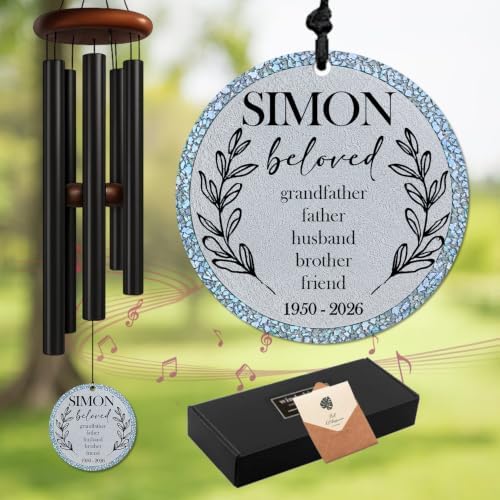 Custom Memorial Wind Chime for Husband, Personalized Grandfather Father Brother Sympathy Windchime, in Loving Memory Garden Outdoor Decor Soothing Deep Tone by CSKIS-PersonalizedGifts