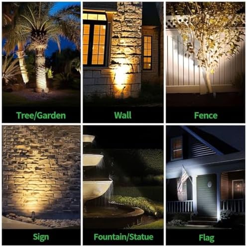 LED Spotlight, 3000K/4000K/5000K Adjustable Color Temperature Waterproof Outdoor Landscape Uplight, 12V AC/DC Wired Durable Aluminum ORB for Tree Garden Wall 4 Pack - Image 4