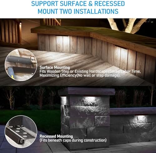 LEONLITE 4-Pack 12 Inch LED Hardscape Lighting, 3W/5W/7W, 5000K Daylight - Image 3