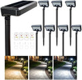 Solar Motion Sensor Lights Outdoor Pathway, Warm & Daylight 3000k/5000k/7000k Path Light IP65 Waterproof, 3 Modes Black Walkway Lighting with Remote Control for Driveway Garden (8 Pack) by Varmtalys