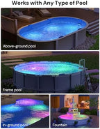NIORSUN Solar Pool Lights for Above Ground & Inground Pools - IP68 Waterproof 9 RGB Color LED Pool Light with 3.6ft Cord & Remote, Underwater Lights for Pools/Pond Decor - Image 7