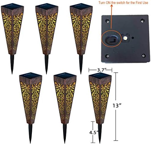 Go2garden 6Pcs Solar Lights Outdoor Pathway Garden Stakes Lights Waterproof LED for Patio, Walkway, Lawn Decorations, Backyard Gifts for Mom Dad Men Women (Copper) - Image 4