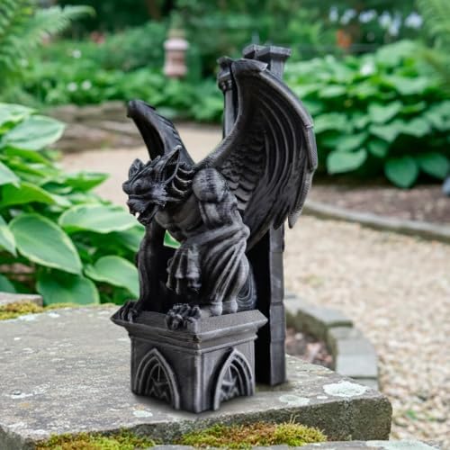 OLOMA Gothic Gargoyle Concrete Garden Statue Mythic Creature Sculpture Outdoor Yard Decor Handmade Guardian Figurine Patio Lawn Ornament Fantasy Architectural Accent Halloween Decor - Image 2