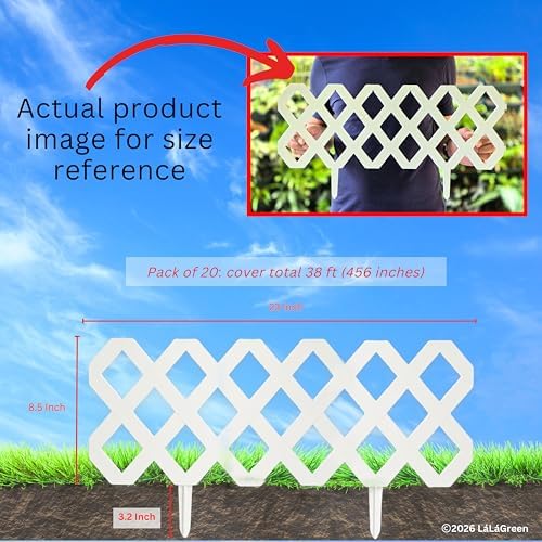 LaLaGreen Decorative Garden Edging Border (23in, 10 Pack) White Fence Panel - Image 6