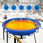 Heated Bird Bath for Outdoors Deck Railing, 100W Heated Birdbath, Blue - Image 3