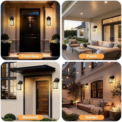 OKELI 2-Pack Dusk to Dawn Outdoor Wall Lights, Weatherproof Exterior Lighting Fixture Wall Mount, Aluminum Ripple Glass Porch Light, Anti-Rust Outside Wall Sconce for House, Garage(Brown) - Image 7