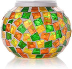 Waterproof Color Changing Table Lamp, Solar Powered Mosaic Glass Ball LED Garden Lawn Night Light Lamps, Party Lights for Home,Yard, Indoor,Outdoor Decoration Lights (Orange+Yellow+Green) by AMZSTAR