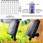 2 Pack Solar Curtain Lights Outdoor Garden Fairy String Lights 300 LED 8 Modes Remote Control Waterproof Solar Waterfall Lights for Gazebo Patio Party Festival Wedding Christmas Decorations(Warm) - Image 3