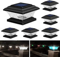 HUYIENO Solar Post Cap Lights Outdoor LED Lighting Deck Fence Cap Light 9 Light Modes Bright White/7 Color Fixed Modes/7 Color Cycling Mode Suitable for 4x4 5x5 Wooden Posts Black 6pk by HUYIENO