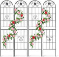 4 Pack Metal Garden Trellis 86.7" Tall Outdoor Climbing Plant Support for Roses, Flowers, Rustproof Durable Black Galvanized Tube, Lawn Garden Fence Decor Screen (4pcs, 86.7" H) by Sybrioka